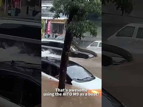 Thumbnail for That's awesome, using the AITO M9 as a boat? #chinacar #ev #huawei #aito #shorts by AITO M9