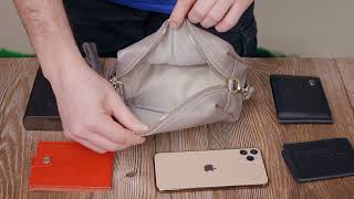 Женская интересная сумка с двумя ремнями из натуральной кожи Vintage 22275 серый