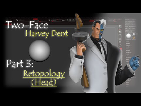 Doing more retopology for Two-Face | Zbrush Timelapse | Part 3