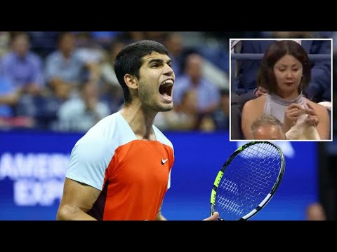 Woman seen knitting during Frances Tiafoe-Carlos Alcaraz US Open thriller