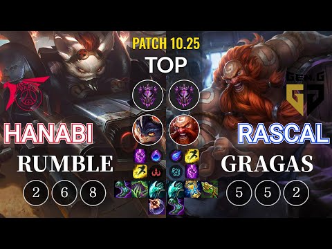 TLN Hanabi Rumble vs GEN Rascal Gragas Top - KR Patch 10.25