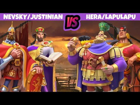 Nevsky/Justinian (Rally) vs. Hera/Lapulapu(Garrison) | Rise of Kingdoms Test