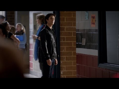 TVD 4x8 - Damon goes talk to Elena at school | Delena Scenes HD