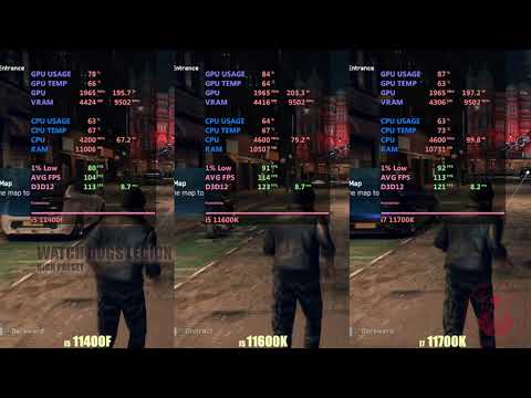 i5 11400 vs i5 11600k vs i7 11700k