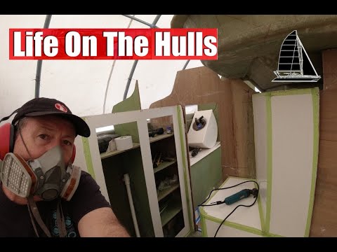 Not quite choosing the cushions and the drapes- Catamaran Build Ep189
