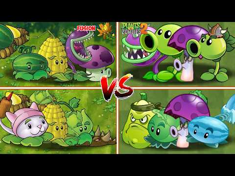 PVZ  FUSION VS PVZ 2 - 4 Plants Team Vs  Zombie Team - p64 - Who will win ?#pvz #plantsvszombies
