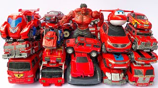 RED Color Transformers: Rescue bots Prime Beast Carbot Tobot HULK CAR CRUSHER Lego Giant TRACTORS