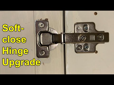 Part of a video titled Replace old hinges on cabinets with soft-close hinges for smooth, silent ...