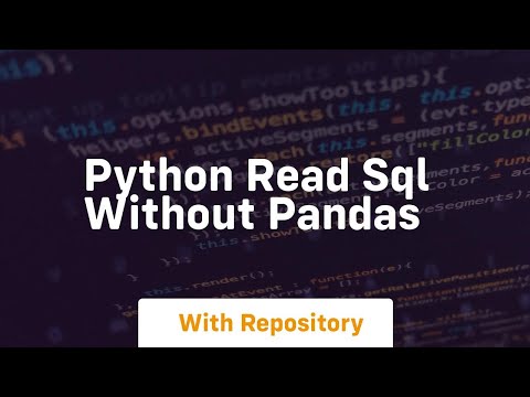 Python Read Sql Without Pandas