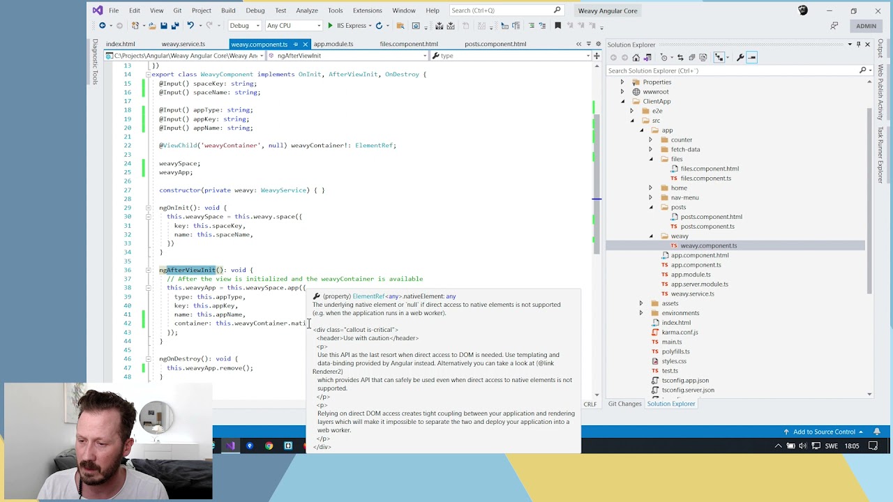 Weavy and Angular ASP.NET Core Projects