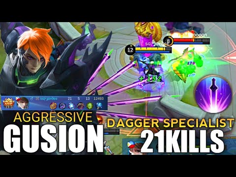 21KILLS! GUSION DAGGER SPECIALIST CRAZY BUILD DAMAGE KILLING MACHINE ~ TOP GLOBAL GUSION sɢ|•ʝαʏ∂єє