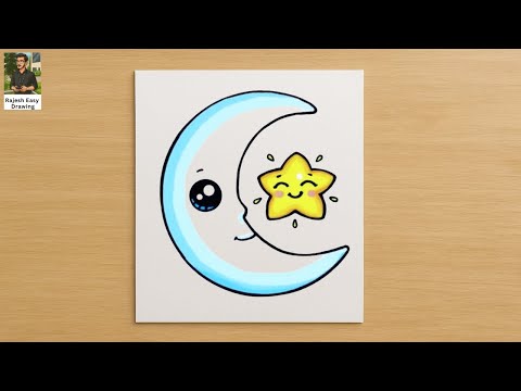 How To Draw The Moon Step By Step for Kids 🌙 Cómo dibujar la luna paso a paso para niños