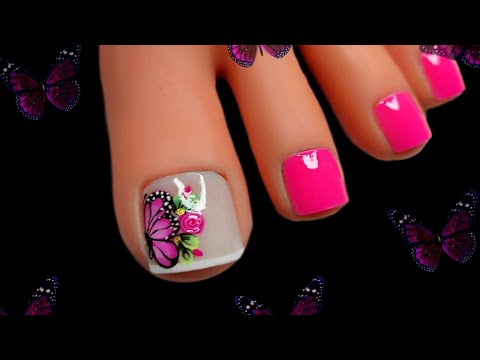 Uñas decoradas con MARIPOSA 🦋 y FLOR 🌸#nailart #naildesing