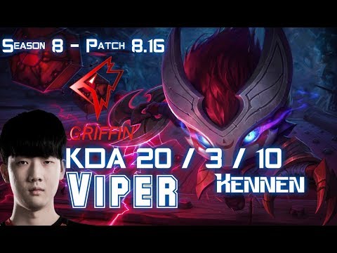 GRF Viper KENNEN vs EZREAL ADC - Patch 8.16 KR Ranked