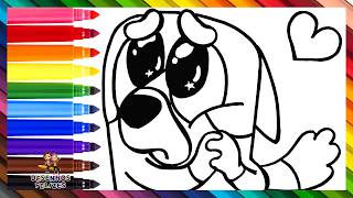 Desenhar e Colorir Bluey Fazendo Uma Carinha De “POR FAVOR” 🐶🥹🙏💙 Desenhos Para Crianças