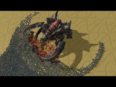 REAL Size ULTRALISK vs 3000 MARINES - Starcraft 2 MASSIVE Battles