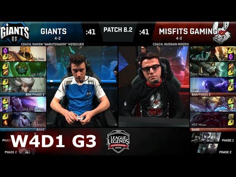 Giants vs Misfits | Week 4 Day 1 of S8 EU LCS Spring 2018 | GIA vs MSF W4D1 G3