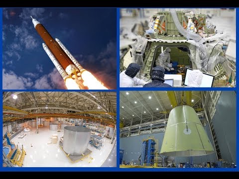 SLS manufacturing: Orion spacecraft - launch platform - core stage & boosters