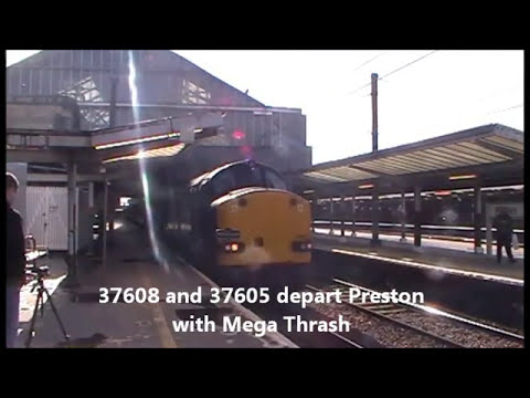 DRS 37608 and 37605 working the Autumn Chieftain Day 1 departing Preston 28/9/2012