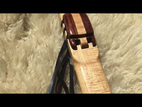 Native American Flute 7 Hole Drone Flute Key of F# 440Hz - Curly Maple and Sapele Accents