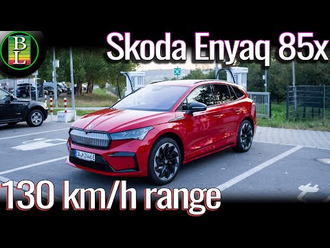Skoda Enyaq 85x AWD (New motor) - 130 km/h (80mph) range test 100-7%