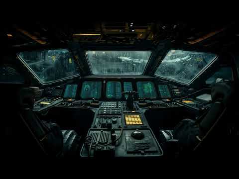 Radio Chatter from Spaceship Cockpit in the Rain. Sci-Fi Ambiance for Sleep, Study, Relaxation