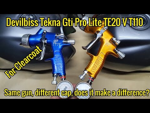 Devilbiss Tekna Gti Pro Lite TE20 v T110 Caps With Upol 2080 Clearcoat On Motorcycle Tank
