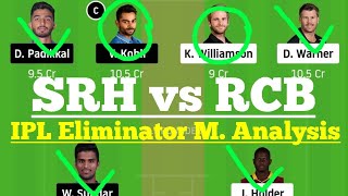 SRH vs RCB Eliminator Match Dream11, SRH vs RCB Dream11 Prediction, SRH vs RCB Dream 11 IPL 2020