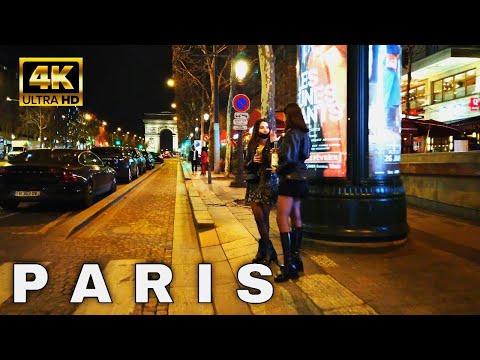 🇫🇷Paris Street at Late Night [4K] Bike Ride