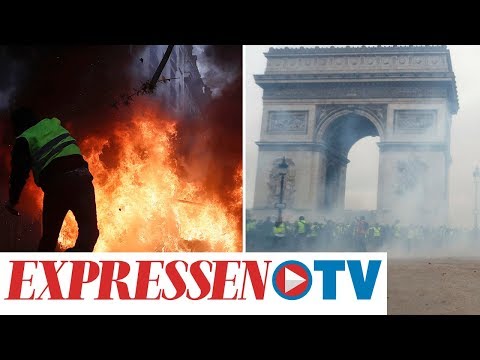 Kaos i centrala Paris – stora protester