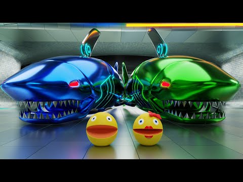 MS PACMAN & PACMAN VS SHARK ROBOT MONSTERS
