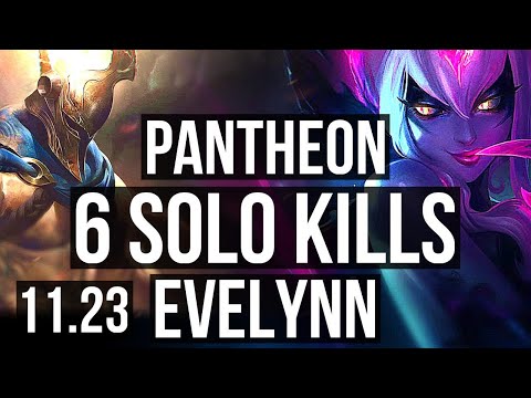 PANTHEON vs EVELYNN (JNG) | 6 solo kills, 1.7M mastery, 400+ games | BR Diamond | 11.23