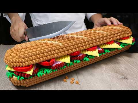 Epic The World's Largest LEGO Hoagie Sandwich from Regular Show Recipe IRL Stop Motion Challenge ASM