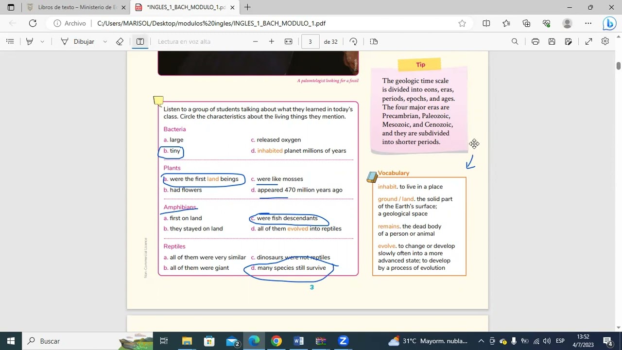 Módulo 1 actividad 2 inglés PRIMERO BGU