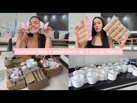 COMPRAS PARA O ANIVERSÁRIO DE 1 ANO DA HELENA | REVELEI O TEMA 🥹🩷