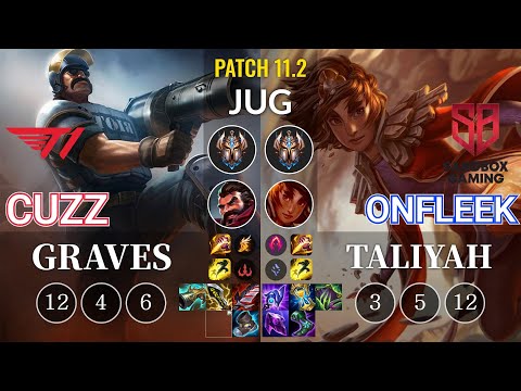 T1 Cuzz Graves vs SB OnFleek Taliyah Jungle - KR Patch 11.2