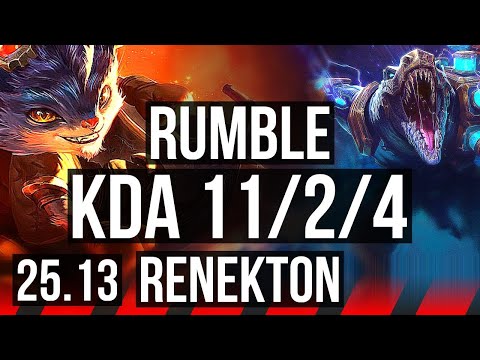 RUMBLE vs RENEKTON (TOP) | 11/2/4, Godlike | KR Grandmaster | 25.13