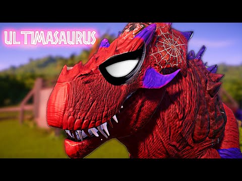 Ultimasaurus Spider-Man Skin Fighting T-REX & Godzilla - Jurassic World Evolution