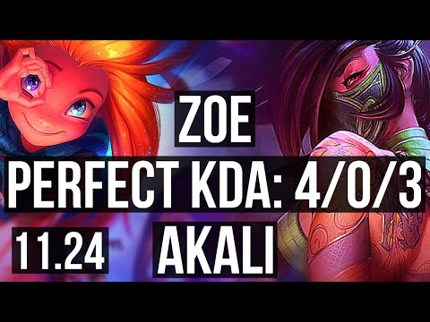 ZOE vs AKALI (MID) | 4/0/3, 300+ games, Rank 13 Zoe | KR Challenger | 11.24