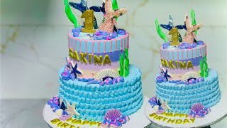Fish /// cake design /// very beautiful decoration /// two steps cake design /// with name golden //