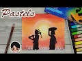 A Couple Farmer In Sunset Scenery Drawing With Soft Pastels Step By Step