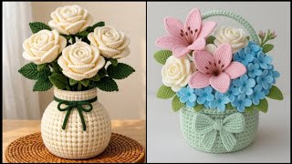 Crochet Orchid Flowers Plants Potted Home Decor Ideas For Beginner's Free Crochet DIY Projects Yarn 