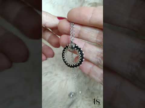 Кулон Конго из бисера черный с серебристым - фото 1 - id-p2448186926