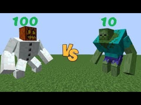 10 Mutant Zombies Vs 100 Mutant Snow Golems   Minecraft mob battle   Minecraft arena