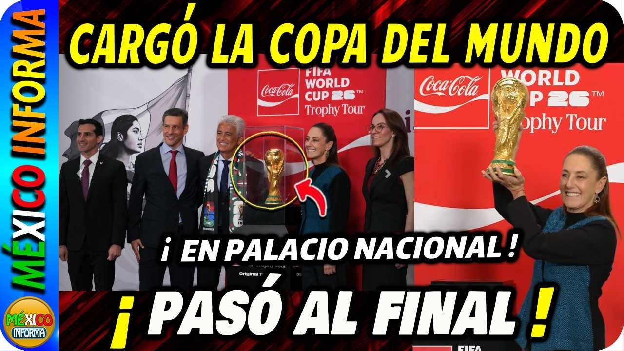 LA PRESIDENTA CARGÓ LA COPA DEL MUNDO. MIRA LO QUE PASÓ AL FINAL DE LA CONFERENCIA.
