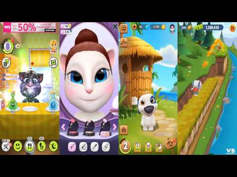 My Talking Hank vs My Talking Tom vs My Talking Angela vs Talking Tom Gold Run