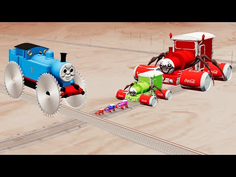 Choo Choo Charles Train Cola Wheel Big & Small Vs Saw Wheel Thomas the Tank Engine - BeamNG.Drive