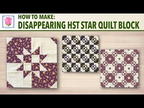 Disappearing HST Star Quilt Block ✿ So Easy! Four Half Square Triangles Make A Lovely Star Block ✿