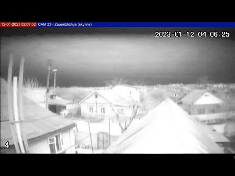 Big flashes and a downed missile or drone near Zaporizhzhya, Eastern Ukraine | 12 Jan 2023