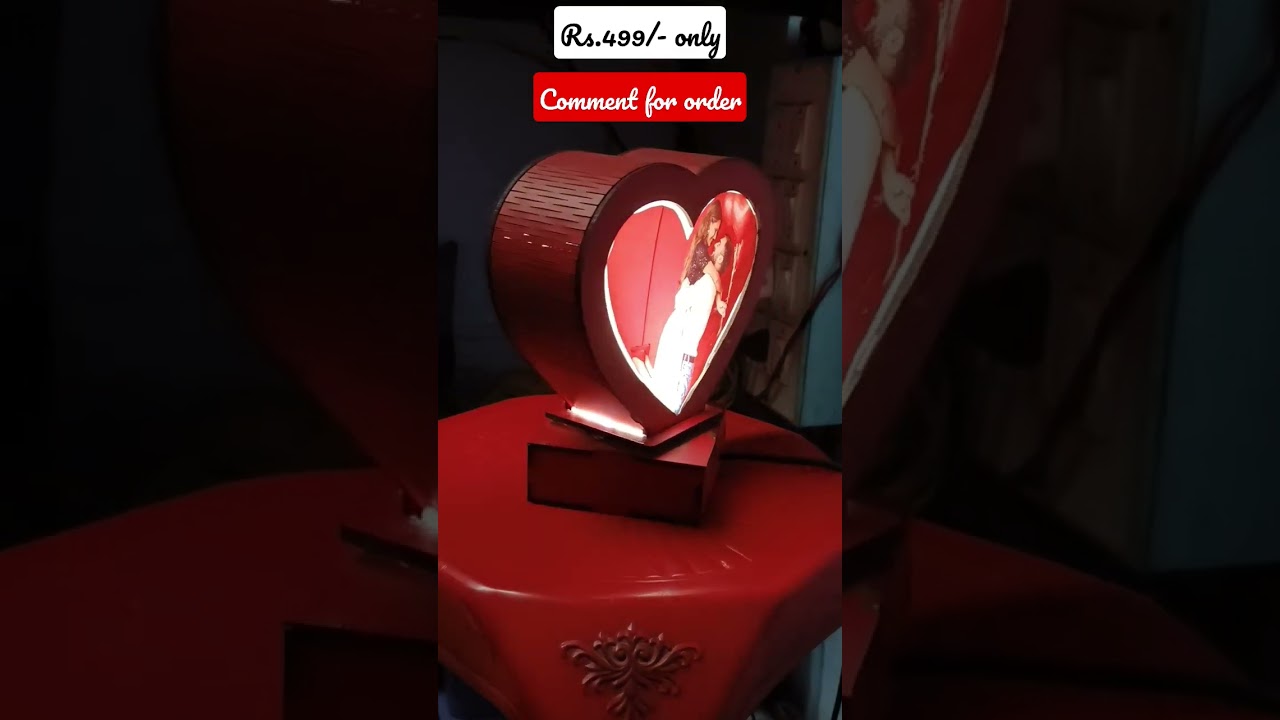 😍 Photo Printing on Heart Led Rotating Lamp #shorts #shortsvideo #shortsvideo